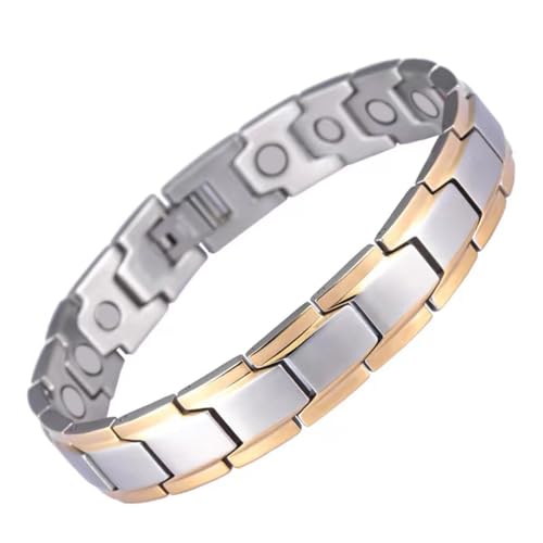YUNCHUANG Men's Magnetic Therapy Bracelet - Elegant Surgical Steel Wide Link Design, Titanium Finish, Stylish Accessory for Men von YUNCHUANG