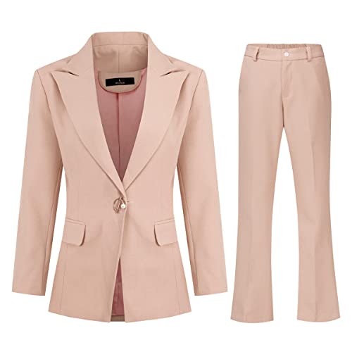YUNCLOS Damen Anzughosen Set Business Slim Hosenanzüge Office Lässig Outfit Slim Blazer Lange Ärmel Elegant Zweiteiler von YUNCLOS