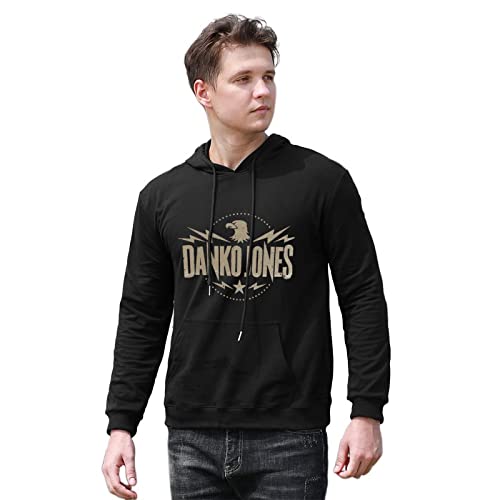 YUNDONG Men's Danko Jones Eagle Printed Hoodies Long Sleeve Pullover Loose Hoody Sweatershirt Black XL von YUNDONG
