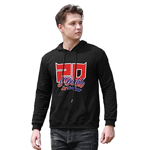 YUNDONG Men's Fabio Quartararo EL Diablo World Motorcycle Rider Printed Hoodies Long Sleeve Pullover Loose Hoody Sweatershirt Black XL von YUNDONG