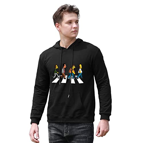 YUNDONG Men's Simpson Abbey Road Yellow toon Printing Machine VTRYER Printed Hoodies Long Sleeve Pullover Loose Hoody Sweatershirt Black M von YUNDONG