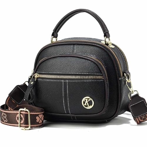 Bousalutend Umhängetasche,Praktische Handtasche,Klassische Handtasche mit Multifunktionalen Fächern,Verstellbarer Breiter Schultergurt,Leder-Umhängetasche für Damen(A) von YUNFAN