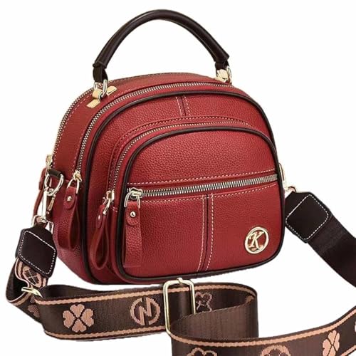 YUNFAN Bousalutend Umhängetasche,Praktische Handtasche,Klassische Handtasche mit Multifunktionalen Fächern,Verstellbarer Breiter Schultergurt,Leder-Umhängetasche für Damen(D) von YUNFAN
