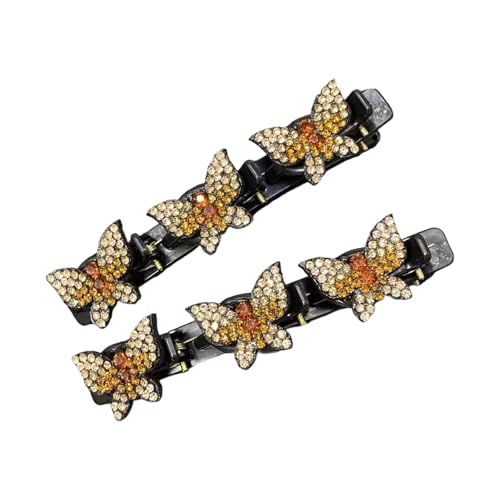 1 Paar doppelschichtige, rutschfeste Strass-Haarspange für Damen, Pony-Styling und Seitenteil, Haar-Accessoires, Kunstharz-Clip mit Strasssteinen 1 Paar doppelschichtige, rutschfeste Strass-Haarspange für Damen, Pony-Styling und Seitenteil, Haar-Accessoires, Kunstharz-Clip mit Strasssteinen von YUNGLOO