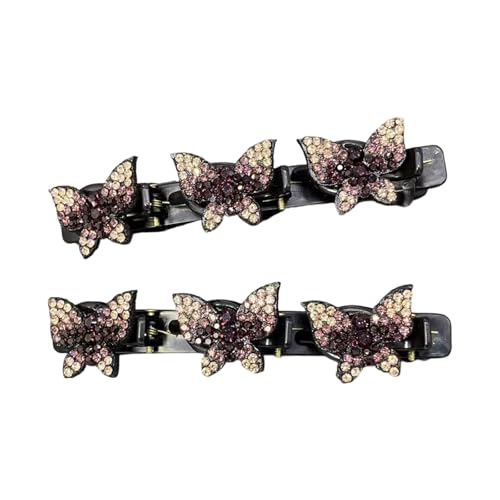 1 Paar doppelschichtige, rutschfeste Strass-Haarspange für Damen, Pony-Styling und Seitenteil, Haar-Accessoires, Kunstharz-Clip mit Strasssteinen von YUNGLOO