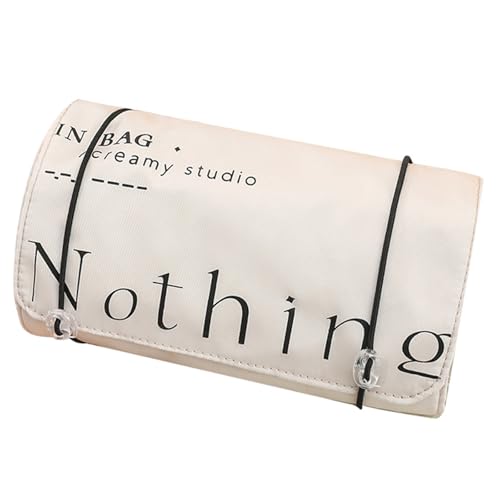 Aufrollbare Make-up-Tasche, Reise-Kosmetiktasche, großes Fassungsvermögen, Kulturbeutel, Organizer, abnehmbarer Waschpinselhalter, großes Fassungsvermögen, Kosmetik-Kulturbeutel, Reisewäsche, D, Mass von YUNGLOO