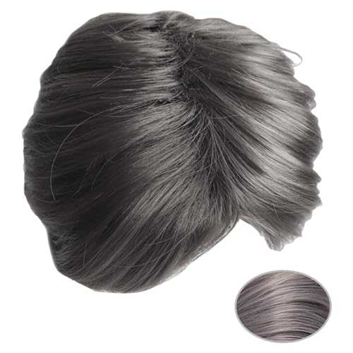 Modische kurze Perücke, atmungsaktives Haarstyling-Haarteil für Herren, Mittelscheitel, kurze glatte Perücken von YUNGLOO