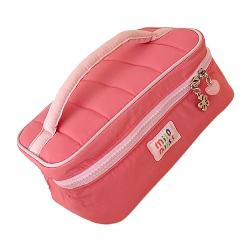 Stilvolle Kosmetiktasche, praktischer, zarter Stoff, geräumiger Make-up-Koffer, Reise-Kulturbeutel, Organizer für Fitnessstudio, Outdoor, tragbare Make-up-Aufbewahrungstasche für Reisen, B, Mass von YUNGLOO