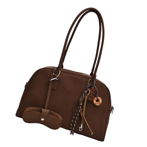 YUNGLOO Damen Bowlingtasche PU-Leder Unterarm Trendy Handtasche Retro Achsel Dating Große Kapazität Schulter Frauen Mode Achsel PU Leder Unterarm Große Kapazität Schulter, coffee, One Size von YUNGLOO
