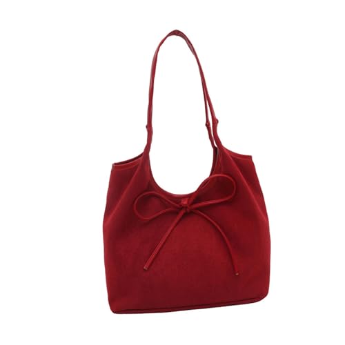 YUNGLOO Damentasche Schleifen Krawatte Achsel Top Griff Trendy Pendeln Mode Unterarm Große Kapazität Schulter Frauen Trendy Achsel Schleifen Krawatte Handtasche Geldbörse Große Kapazität Schulter, rot von YUNGLOO