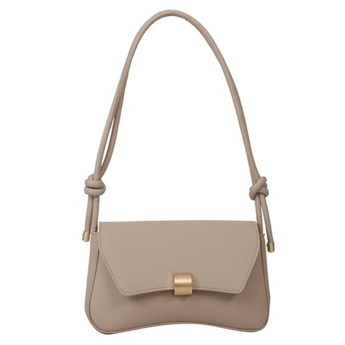 YUNGLOO Elegante Damen Flap Umhängetasche Klassische PU Leder Crossbody Tasche Handtasche Geldbörse mit Metallschnalle für Arbeit oder Freizeit Verstellbarer Schultergurt, khaki, One Size von YUNGLOO