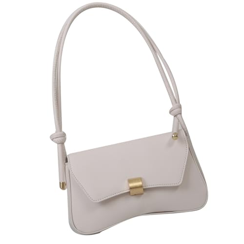 YUNGLOO Elegante Damen Flap Umhängetasche Klassische PU Leder Crossbody Tasche Handtasche Geldbörse mit Metallschnalle für Arbeit oder Freizeit Verstellbarer Schultergurt, weiß, One Size von YUNGLOO