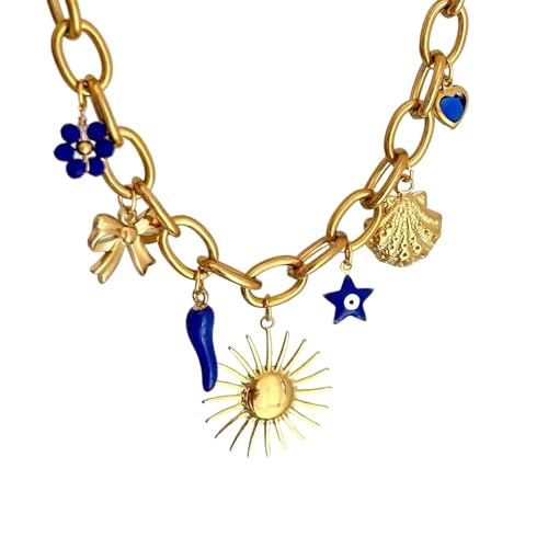 YUNGLOO Halskette mit Meeresanhänger, Edelstahl, Kordelkette, Strandzubehör, mit verstellbarer Länge, für den täglichen Gebrauch, Party, verstellbare Kette, Einheitsgröße, Wie beschrieben, Wie von YUNGLOO