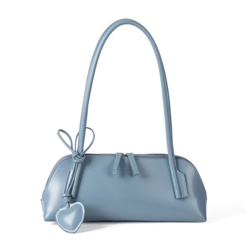 YUNGLOO Moderne Umhängetasche mit herzförmigem Anhänger, praktische Unterarm-Abend-Handtasche aus PU-Leder, für den täglichen Gebrauch, unverzichtbare Unterarmtasche für Studenten, blau, One Size von YUNGLOO