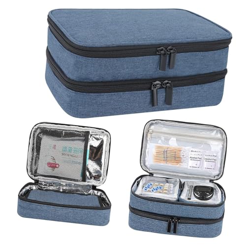 YUNGLOO Reise-Kühler, wasserdichte Materialien, erweiterter Kälteschutz, sichere Medikamentententräger mit stilvollem Look, Outdoor-Notfallbedarf-Organizer, marineblau von YUNGLOO