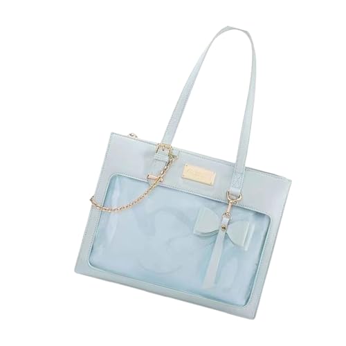 YUNGLOO Schulmädchen Student Achsel-Umhängetasche Japanische Süße Bowknot Transparente Handtasche Anime Pin Display PU Leder Itabag Japanische Itabag Umhängetasche, blau, One Size von YUNGLOO