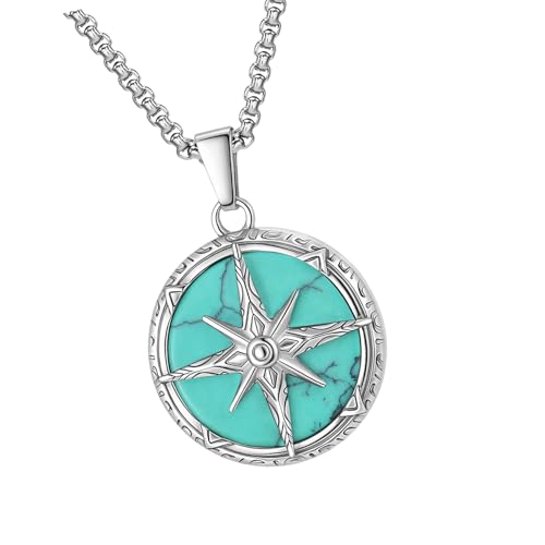 YUNGLOO Spirituelle runde Halskette für Herren, Edelstahl, Schmuck, modischer Halsschmuck, geeignet für verschiedene Anlässe, Stern-Anhänger, Einheitsgröße, Wie beschrieben, Wie beschrieben von YUNGLOO