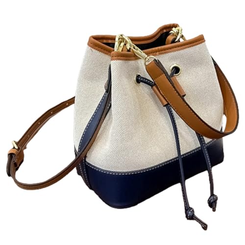YUNGLOO Stilvolle Damen-Eimertasche in Kontrastfarbe, geräumige und vielseitige Handtasche, Tragetasche, verstellbarer Schultergurt, für verschiedene Anlässe, Crossbody-Tasche, B, One Size von YUNGLOO