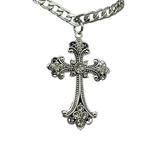YUNGLOO Vintage Kreuz Anhänger Halskette für Frauen Goth Accessoires Gothic männlichen Hals Lange Kette Ästhetische Urlaub Geschenke Kreuz Anhänger Halskette Frauen Kruzifix Männer Unisex Gothic für von YUNGLOO