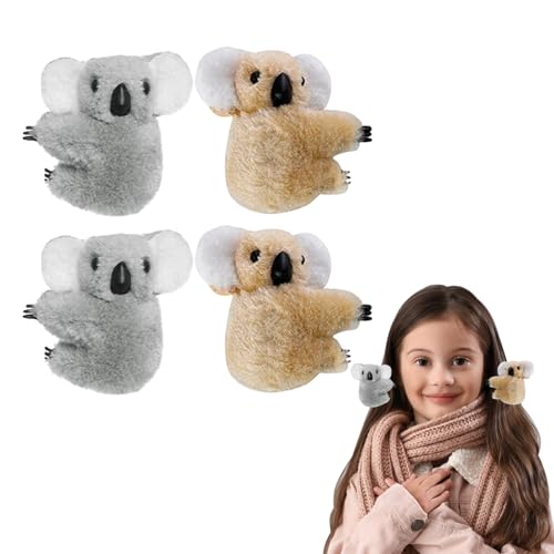 Haarklammer Plüsch, 4 PCS Plüsch Koala Mini Haarspangen, Haarspangen für Mädchen, Koala Seitenclip Haar Accessoires, für Haarnadel-Stiftbeutel-Zylinderhut-Dekoration für Mädchen von YUNHENTONG