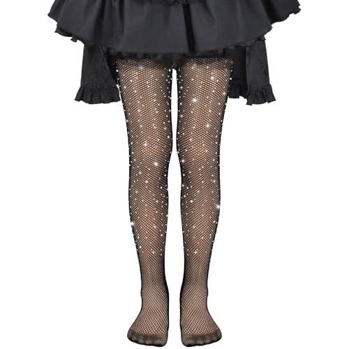 YUNHENTONG Halloween Strumpfhose Kinder, Strumpfhose Halloween, Netzstrumpfhose Halloween, Netzstrumpfhose Glitzer, Strumpfhose Halloween Mädchen, für Kinder Cosplay Halloween Kostüm (Schwarz) von YUNHENTONG