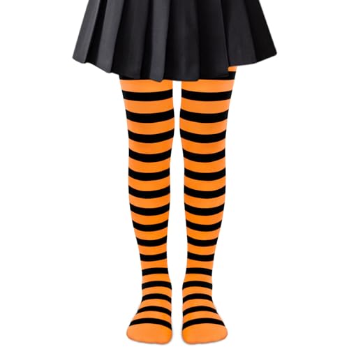 YUNHENTONG Strumpfhose Halloween Mädchen, Ringelstrumpfhose Damen, Strumpfhose Mädchen Halloween, Strumpfhose Halloween Kinder, Halloween Strumpfhose Kinder, Geeignet für Halloween-Kostümspiele von YUNHENTONG