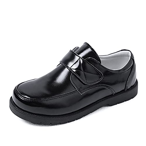 YUNICUS Jungen Slip On Loafer Schuluniform Schuhe, Hellschwarz, 28 EU von YUNICUS