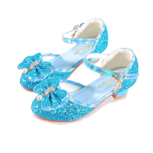 YUNICUS Mädchen Sandalen Cosplay Clear Sparkle Jelly Dress Schuhe mit Schleife Mary Jane Flats, 613 Blau, 1.5 Little Kid von YUNICUS
