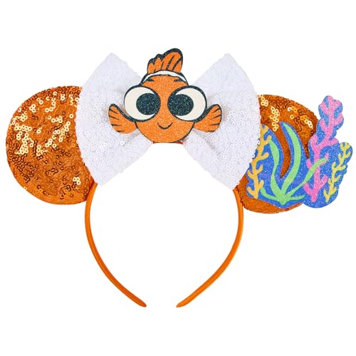 YUNISS Stirnbänder mit Mausohren, glitzernde Mausohren, Stirnband für Damen und Mädchen, Cartoon-Prinzessinnen-Kostüm, Cosplay-Dekoration (Nemo) von YUNISS