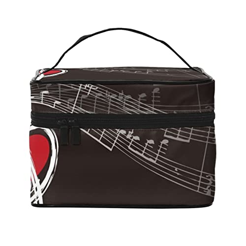 Treble Love and Music Make-up-Tasche, tragbare Kosmetiktasche für Frauen, große Kapazität, Reise-Make-up-Tasche, Organizer, Schwarz, Einheitsgröße von YUNKOU