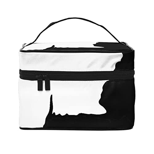 YUNKOU Boer Ziegen-Make-up-Tasche, tragbare Kosmetiktasche für Frauen, große Kapazität, Reise-Make-up-Tasche, Organizer, Schwarz, Einheitsgröße von YUNKOU