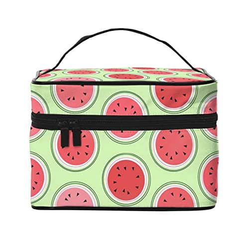 YUNKOU Make-up-Tasche, Wassermelonen-Grün, tragbare Kosmetiktasche für Frauen, große Kapazität, Reise-Make-up-Tasche, Organizer, Schwarz, Einheitsgröße von YUNKOU