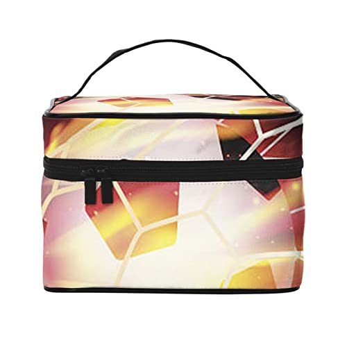 YUNKOU Make-up-Tasche für Fußballtor, tragbare Kosmetiktasche für Frauen, große Kapazität, Reise-Make-up-Tasche, Organizer, Schwarz, Einheitsgröße von YUNKOU