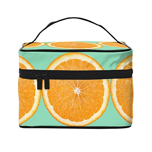 YUNKOU Orange Slice Make-up-Tasche, tragbare Kosmetiktasche für Frauen, große Kapazität, Reise-Make-up-Tasche, Organizer, Schwarz, Einheitsgröße von YUNKOU