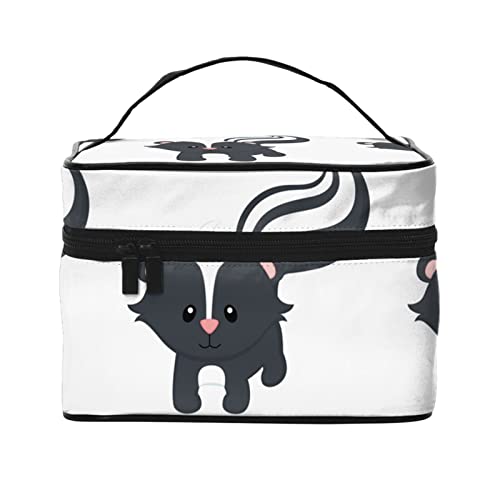 YUNKOU Skunk Make-up-Tasche, tragbare Kosmetiktasche für Frauen, große Kapazität, Reise-Make-up-Tasche, Organizer, Schwarz, Einheitsgröße von YUNKOU