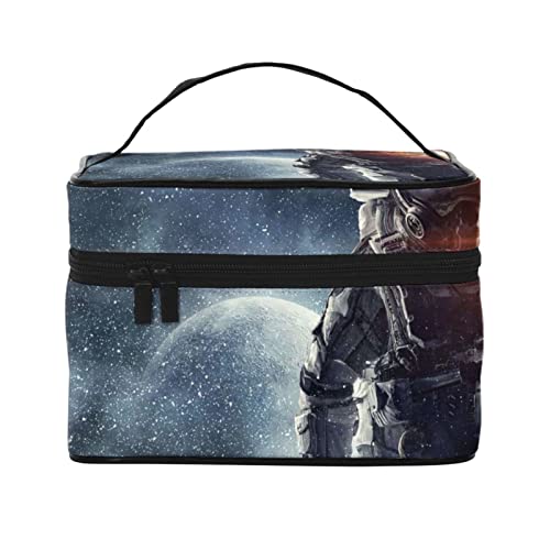 YUNKOU Space Astronaut Make-up-Tasche, tragbare Kosmetiktasche für Frauen, große Kapazität, Reise-Make-up-Tasche, Organizer, Schwarz, Einheitsgröße von YUNKOU