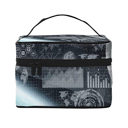 YUNKOU Space Station Make-up-Tasche, tragbare Kosmetiktasche für Frauen, große Kapazität, Reise-Make-up-Tasche, Organizer, Schwarz, Einheitsgröße von YUNKOU