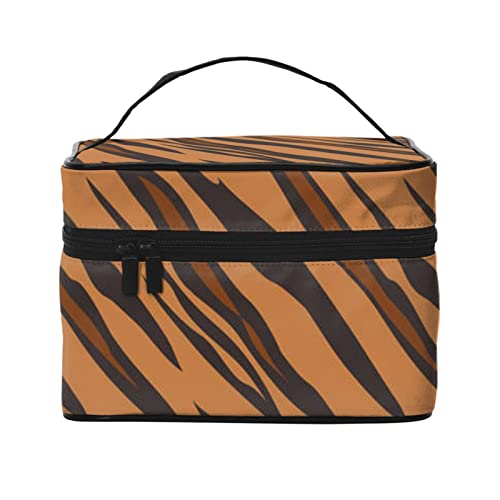 YUNKOU Tiger Stripe Make-up-Tasche Tragbare Kosmetiktasche für Frauen Große Kapazität Reise Make-up Koffer Organizer, Schwarz, Einheitsgröße von YUNKOU