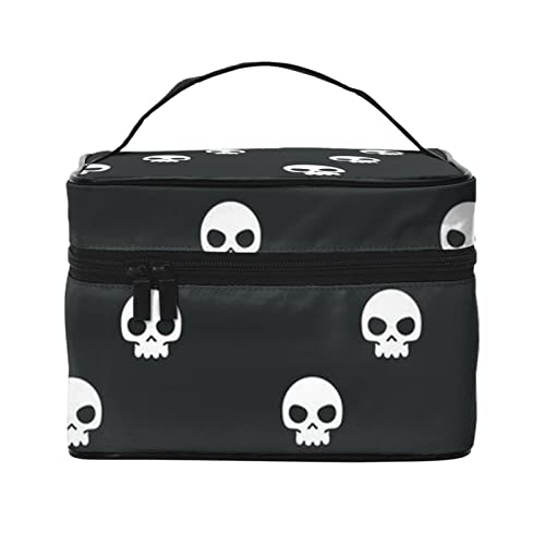 YUNKOU Totenkopf-Make-up-Tasche, tragbare Kosmetiktasche für Frauen, große Kapazität, Reise-Make-up-Tasche, Organizer, Schwarz, Einheitsgröße von YUNKOU