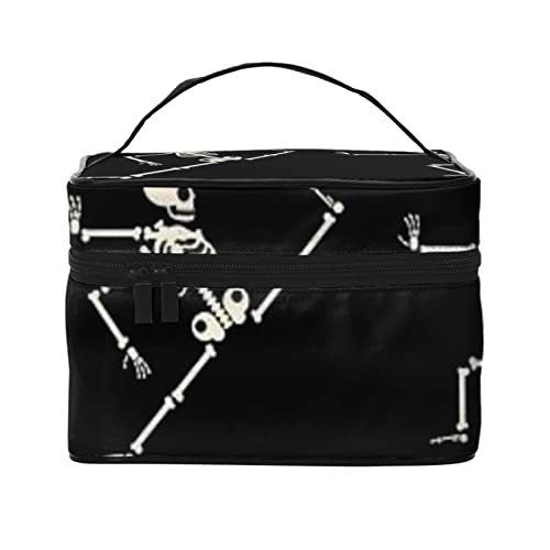 YUNKOU skeletons yoga make up bag portable cosmetic bag for women large capacity travel makeup case organizer, Schwarz, Einheitsgröße von YUNKOU