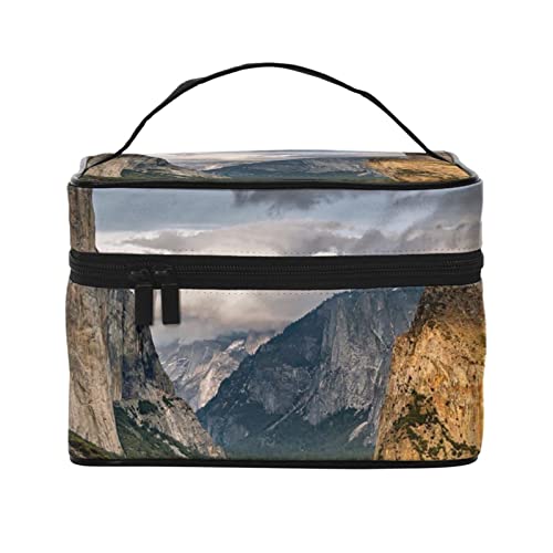 YUNKOU yosemite park Make-up-Tasche, tragbare Kosmetiktasche für Frauen, große Kapazität, Reise-Make-up-Tasche, Organizer, Schwarz, Einheitsgröße von YUNKOU