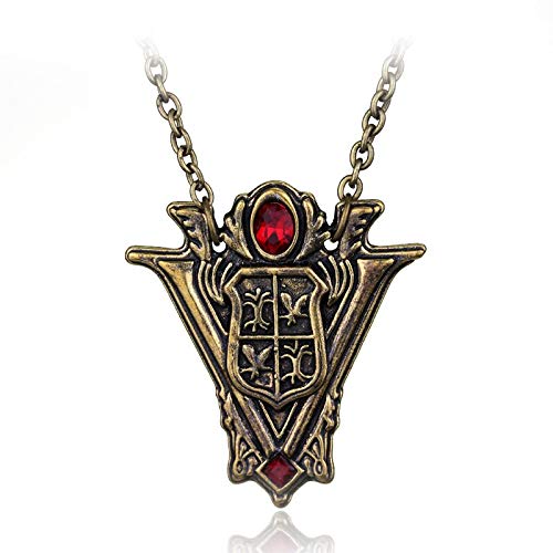 YUNMENG Klassische Halskette ohne Zeit, Twilight Saga Eclipse Halskette mit Anhänger New Moon Volturi Crest Schmuck Halskette aus Antik Gold von YUNMENG