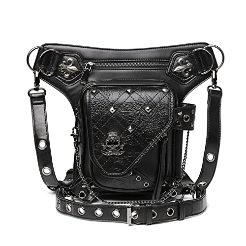 PU Umhängetasche Vintage Gothic Retro Steampunk Hüfttasche Gürteltasche Umhängetasche Handtasche Beingeldbörse Für Damen Und Herren Steampunk Hüfttasche Gürteltasche Modische Gothic Leder von YUNNESS