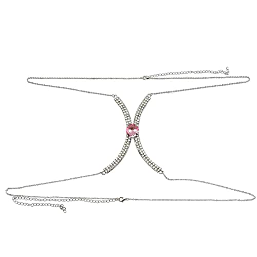 YUNNESS Sexy Strass-Brusthalterung, Kristallgeschirr, BH-Kette, Party-Körperschmuck, Bikini, Brust-Körperkette für Frauen und Mädchen, Petite, Metalllegierung von YUNNESS