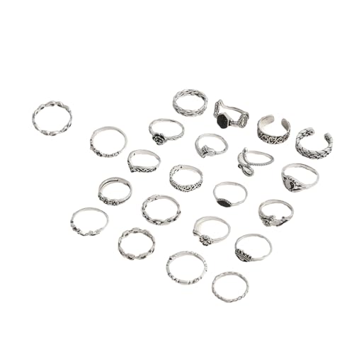 22 Stücke Antiquitätenstile Ringe Mit Blumenprägen Und Schlangen Taiji Yin Yangs Designs Accessoire Für Tägliche Wege Legierungsringe von YUNNIAN
