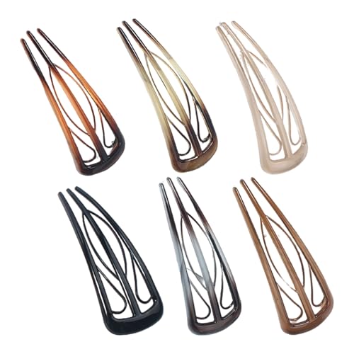 6 Stück einzigartige Form französische Haarspangen mit 3 internen Zahndesigns für Vintage-Frauenfrisuren und tägliche Modebedürfnisse von YUNNIAN