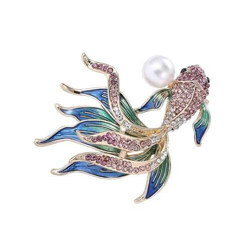 Einzigartige Strasssteine ​​Goldfischbrosche Pin Zartes Modeaccessoire Tragbar Für Kleidung Und Taschen Dekoration Casual Wear Mode Brosche von YUNNIAN