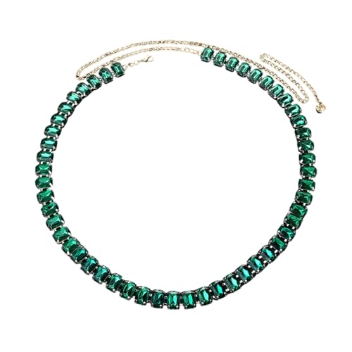 YUNNIAN Elegante Verstellbare Grüne Kristallfrandung Taille Kette Taillenperlen Orament Für Frauen Stilvoller Körperschmuckzubehör Stilvolle Strassgürtel Randgürtel von YUNNIAN