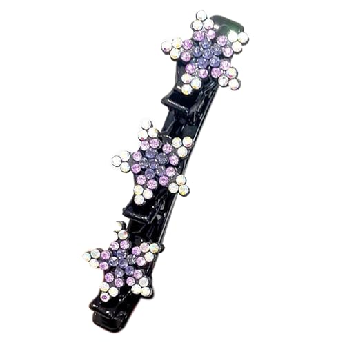 Geflochtene Haarspangen für Damen, funkelnde Kristallsteine, Haarbänder, 5-Petal-Blumen-Haarnadel, Entenschnabel-Clip mit Strasssteinen von YUNNIAN
