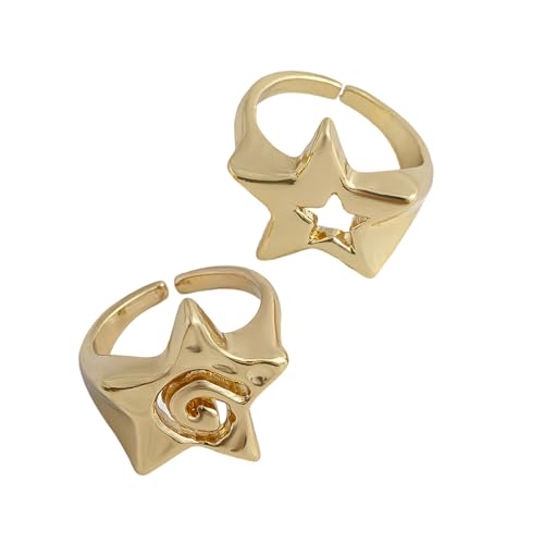 Moderne Punkstile Ringe Schmuck Mode Star Finger Charme Langlebige Leuchten Finger Schmücken Robuste Metallring von YUNNIAN
